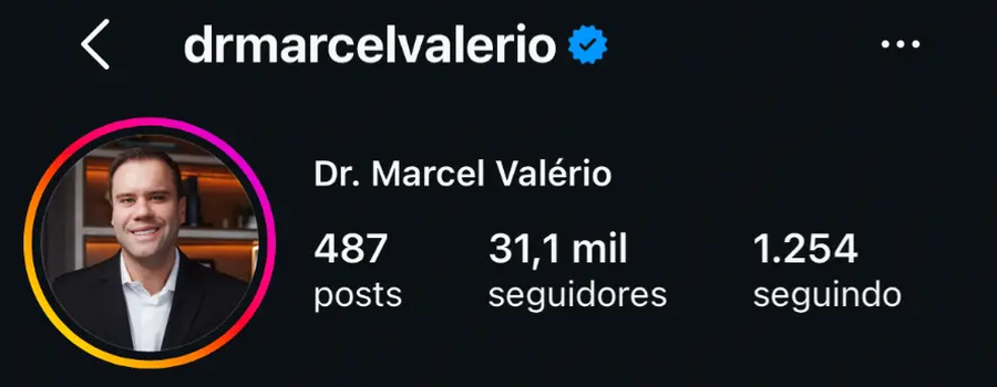 Perfil no Instagram de Dr. Marcel Valério (@drmarcelvalerio)