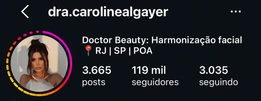Perfil no Instagram de Dra. Caroline Algayer (@dra.carolinealgayer)