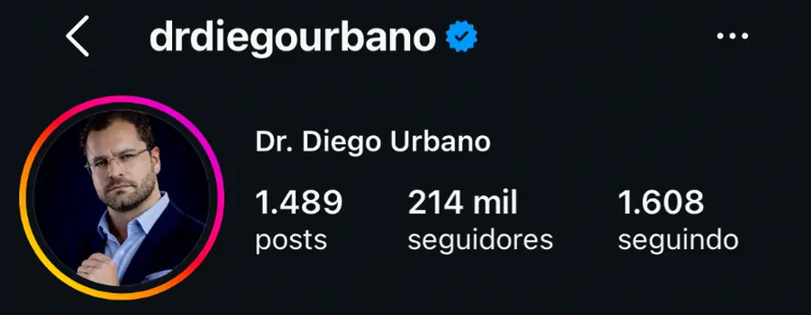 Perfil no Instagram de Dr. Diego Urbano (@drdiegourbano)